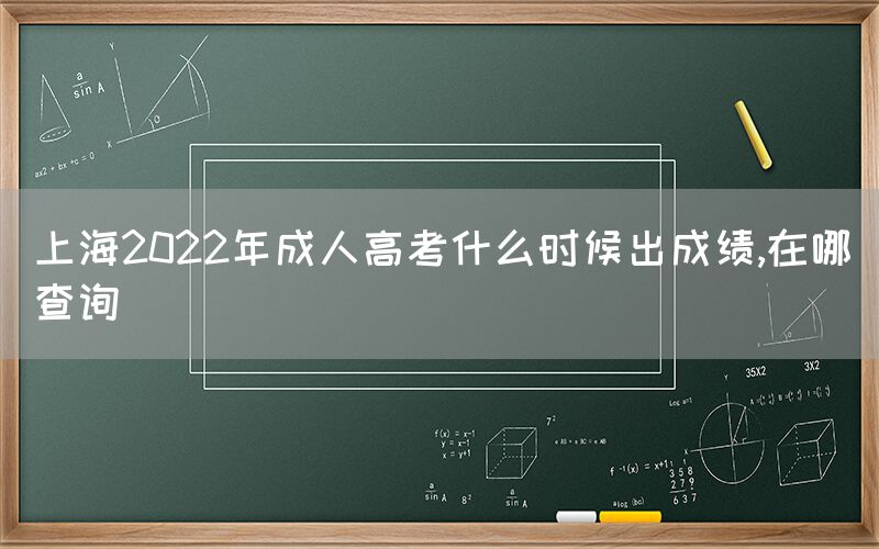 上海2022年成人高考什么时候出成绩,在哪查询