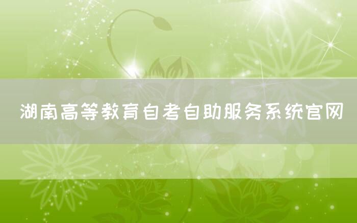 湖南高等教育自考自助服务系统官网